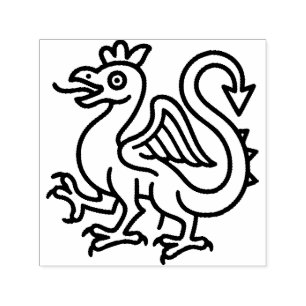 Tampon Auto-encreur Basilic Médiéval Sigil Fantastique Héraldique Myth