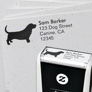 Tampon Auto-encreur Basset Hound   Silhouette de chien Adresse de reto