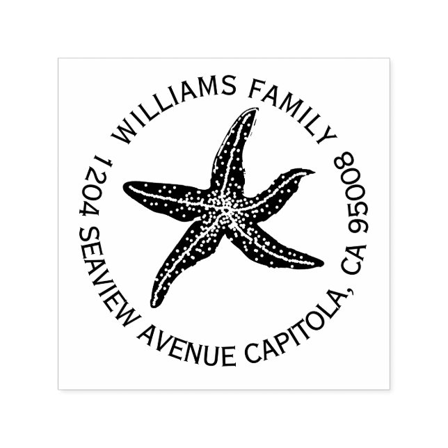 Tampon Auto-encreur Beach Starfish Adresse de retour (Design)