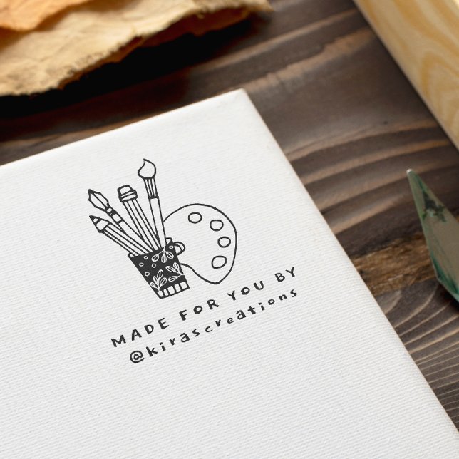 Tampon Auto-encreur Beau logo artisanal ou produit fabriqué par (Créateur téléchargé)