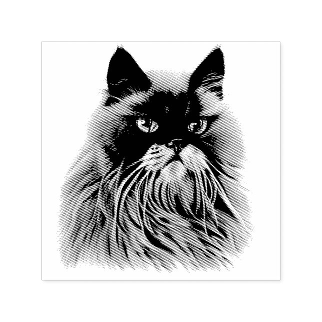 Tampon Auto-encreur Beau Portrait de chat persan (Design)