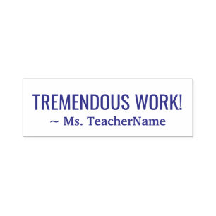 Tampon Auto-encreur "BEAUCOUP DE TRAVAIL !" + Nom de l'enseignant sur
