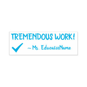 Tampon Auto-encreur "BEAUCOUP DE TRAVAIL !" + Nom Tutor Timbre en caou