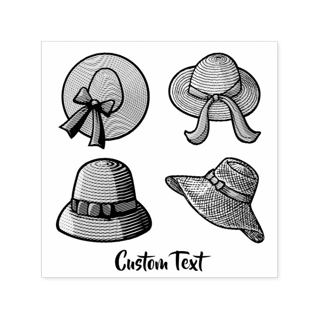 Tampon Auto-encreur Beige Casquette d'été féminine (Design)