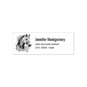 Tampon Auto-encreur Belle Horse Head Portrait Adresse