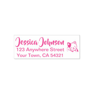 Tampon Auto-encreur Belle Personnalisation Nom Adresse de retour Chat
