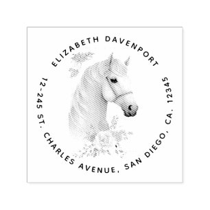 Tampon Auto-encreur Belle tête de cheval Boho Floral