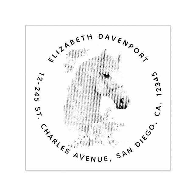 Tampon Auto-encreur Belle tête de cheval Boho Floral (Design)