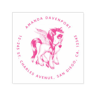 Tampon Auto-encreur Belle Unicorne avec Fancy Mane & Tail