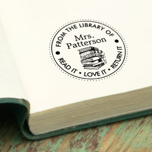 Tampon Auto-encreur Bibliothécaires Lisent L'aiment Le Retourne Person