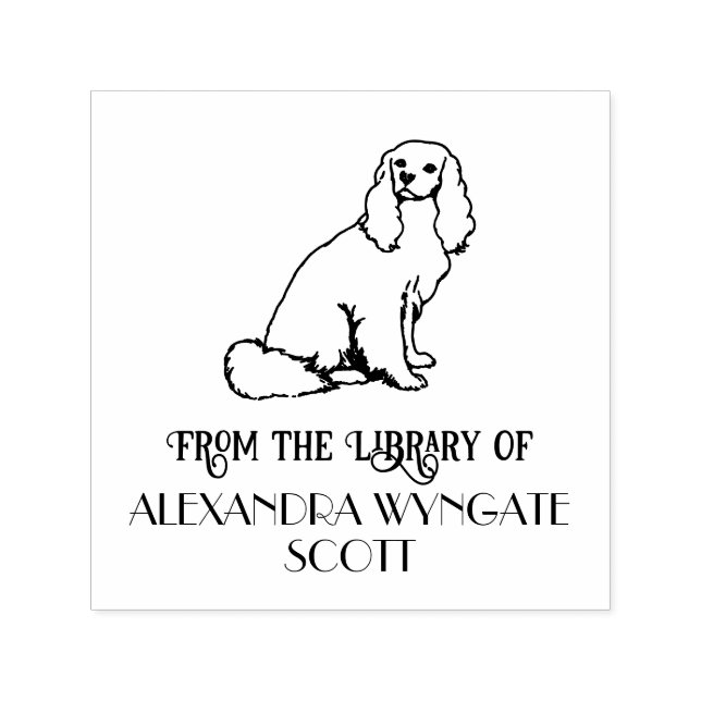 Tampon Auto-encreur Bibliothèque de chiens espagnols Cavalier King Cha (Design)