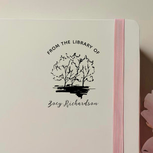 Tampon Auto-encreur Bibliothèque de livres personnalisée dans l'arbre 