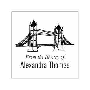 Tampon Auto-encreur Bibliothèque élégante de London Bridge Nom du livr