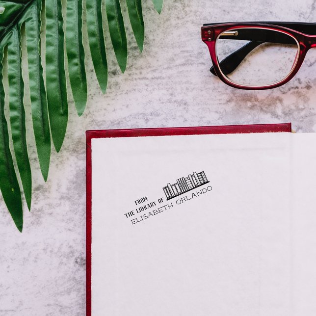 Tampon Auto-encreur Bibliothèque Personnalisée Dessinée À La Main À Pa (Créateur téléchargé)