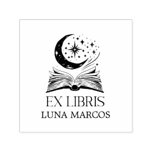 Tampon Auto-encreur Bibliothèques Ex personnalisées avec livre et étoi