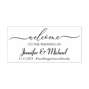Tampon Auto-encreur Bienvenue Signature Mariage Fête Simple