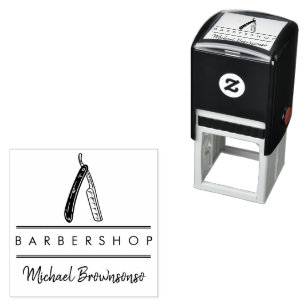 Tampon Auto-encreur Black and White Razor Barber