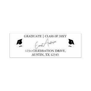 Tampon Auto-encreur Black Modern Simple Graduation Adresse de retour