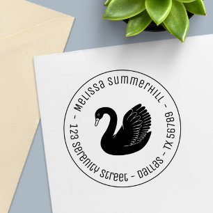 Tampon Auto-encreur Black Swan Aime l'adresse ronde