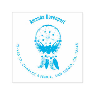 Tampon Auto-encreur Blue Dreamcatcher Design Boho élégant