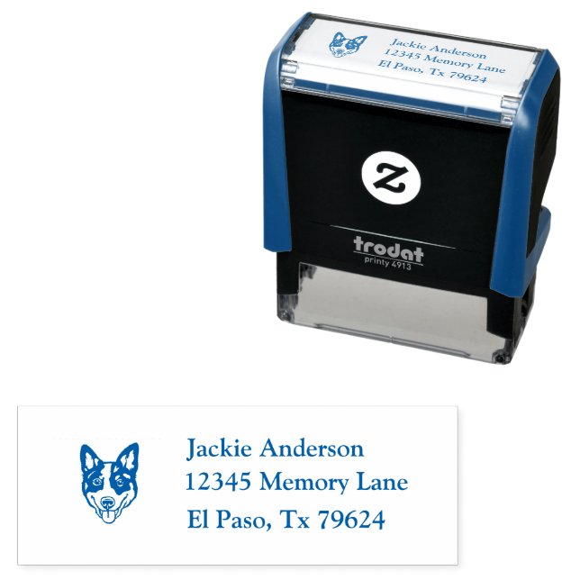 Tampon Auto-encreur BLUE HEELER | Nom et adresse de retour (En situation)