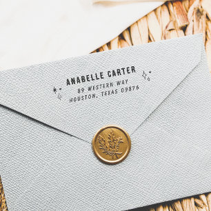 Tampon Auto-encreur Boho Chic Sparkles Nom et adresse de retour