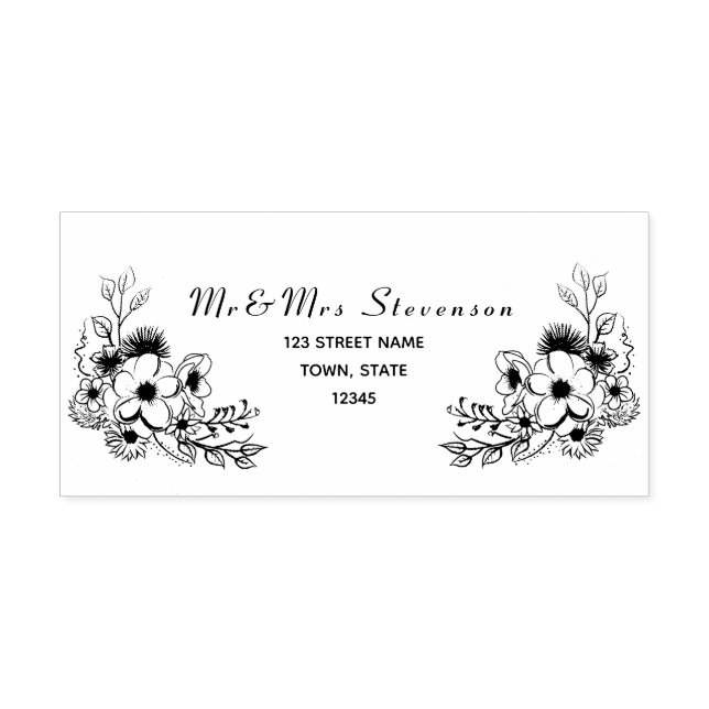 Tampon Auto-encreur Boho Mariage Adresse de retour (Design)