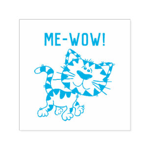 Tampon Auto-encreur Bon travail professeur kitty chat me wow meow A+ s