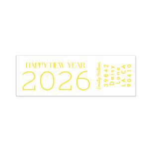 Tampon Auto-encreur Bonne année 2026 YELLOW Adresse