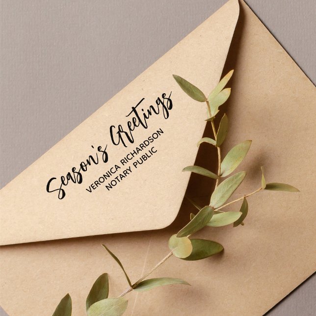 Tampon Auto-encreur Bonnes Fêtes modernes Nom du notaire Vacances (Créateur téléchargé)