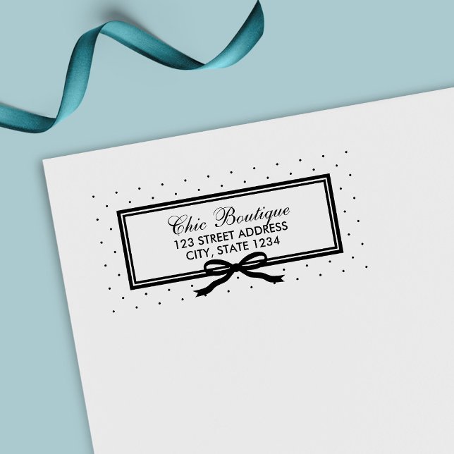 Tampon Auto-encreur Bordure et ruban Polka Point Adresse professionnel (Créateur téléchargé)