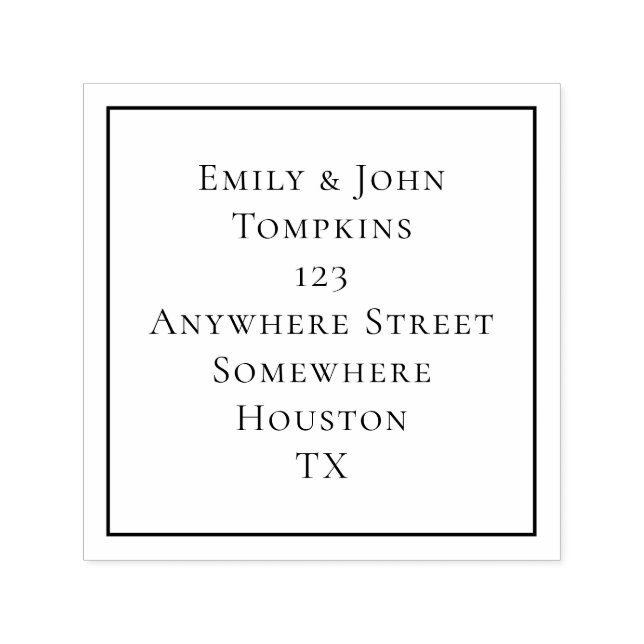 Tampon Auto-encreur Bordure simple du Carré d'adresse de retour (Design)