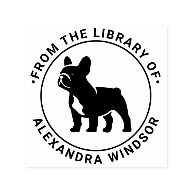 Tampon Auto-encreur Bouledogue français debout Sil Bibliothèque Nom du (Design)