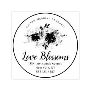 Tampon Auto-encreur Bouquet de logo Mariage de texte personnalisé