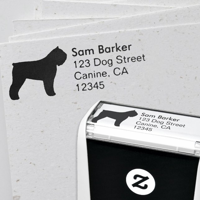 Tampon Auto-encreur Bouvier des Flandres Silhouette Adresse de retour (Créateur téléchargé)