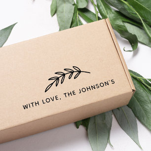 Tampon Auto-encreur Branche de feuilles graphiques avec nom de famille