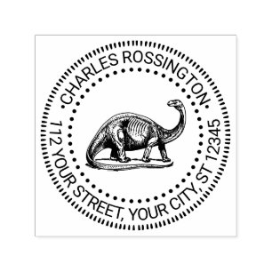 Tampon Auto-encreur Brontosaurus Dinosaure Nom Adresse de retour