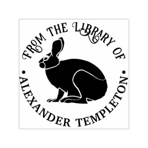 Tampon Auto-encreur Bunny Rabbit Outline Library Nom du livre