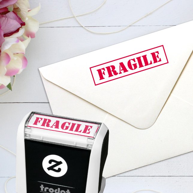 Tampon Auto-encreur Bureau de texte encadré personnalisé fragile (Créateur téléchargé)