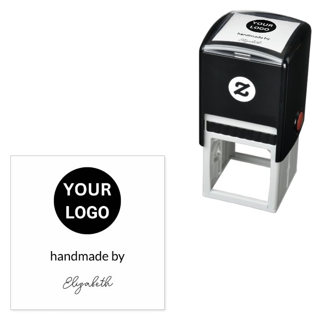 Tampon Auto-encreur Business Logo Handmade by Your Name Template (En situation)