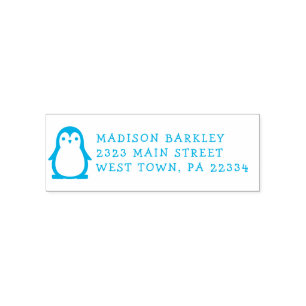 Tampon Auto-encreur Cachet d'adresse de retour pour enfants Penguin Cu