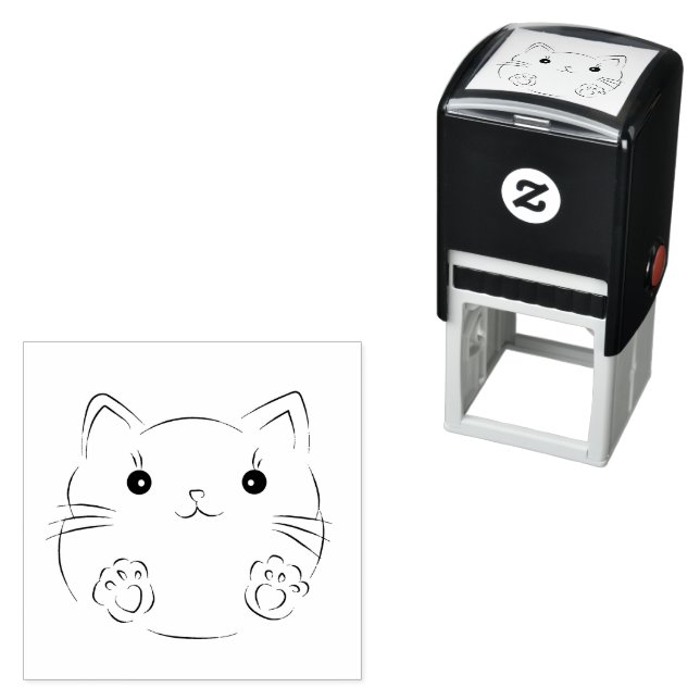 Tampon Auto-encreur cachet en caoutchouc pour chat mignon (En situation)