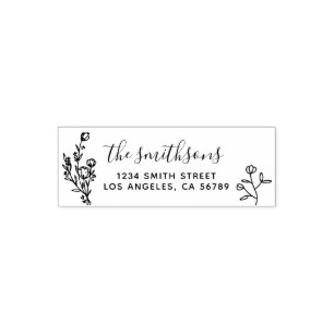 Tampon Auto-encreur Cadre floral Signature botanique Boho chic