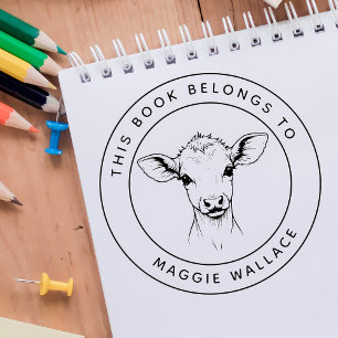 Tampon Auto-encreur Calf Bébé Personnalisé Ce livre appartient au nom 