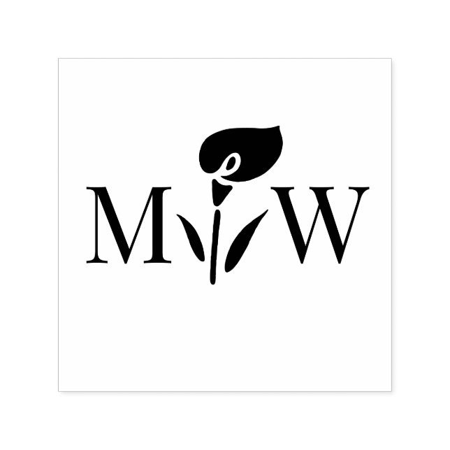 Tampon Auto-encreur Calla Lily #2 Couple Mariage 2 Monogramme initial (Design)
