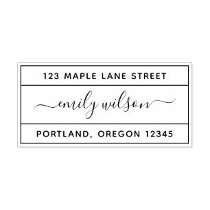 Tampon Auto-encreur Calligraphie frontière Nom du script Adresse de re