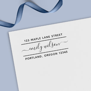 Tampon Auto-encreur Calligraphie Nom du script 2 lignes Adresse de ret