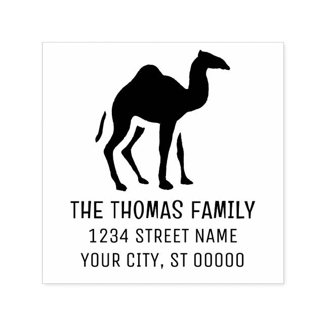 Tampon Auto-encreur Camel Dromedal Silhouette Nom Adresse (Design)