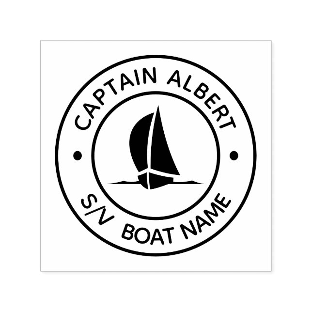 Tampon Auto-encreur Capitaine Votre Nom Bateau Voilier Auto-Intendance (Design)