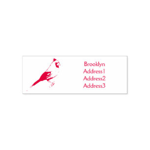 Tampon Auto-encreur Cardinal du Nord dessin animé d'oiseau